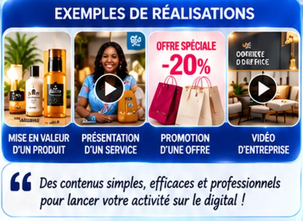 Exemples de réalisations : mise en valeur d’un produit, présentation d’un service, promotion d’une offre, vidéo d’entreprise